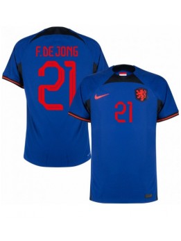 Nederländerna Frenkie de Jong #21 Replika Borta Kläder VM 2022 Kortärmad